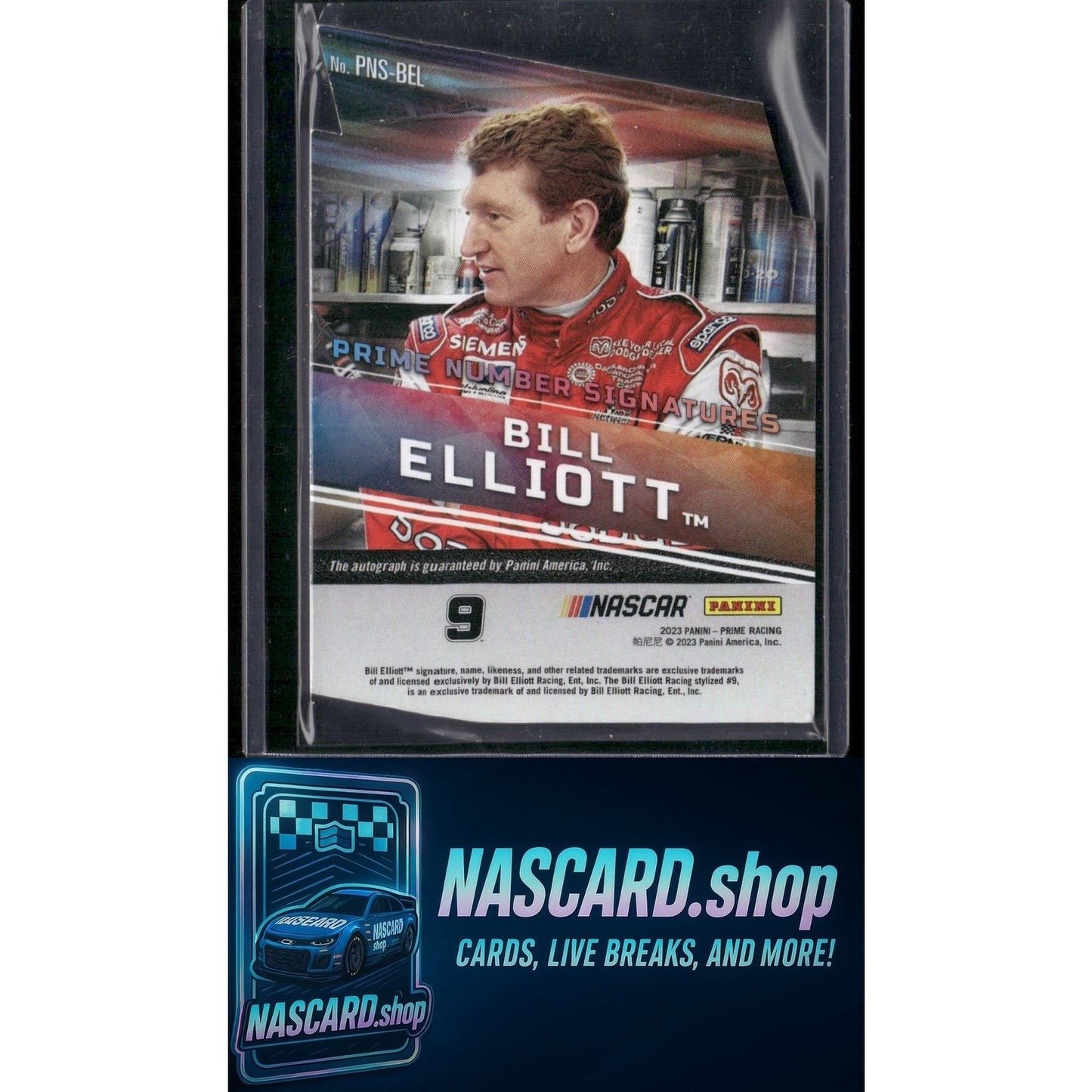 2023 Panini Prime #PNS-BEL Bill Elliott Die Cut Prime Number Signatures Red #/50