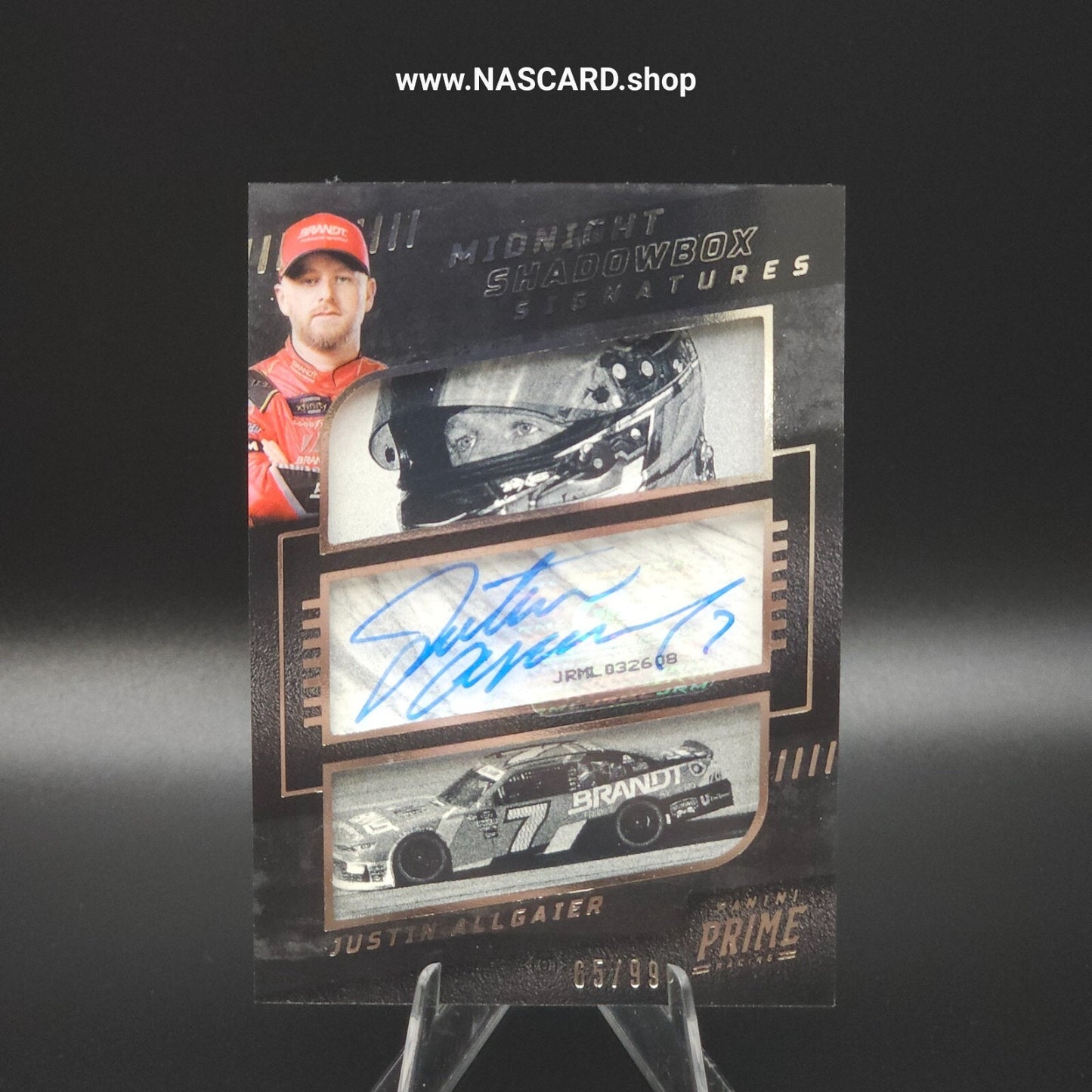 2023 Panini Prime Racing - Midnight Shadowbox Signatures Justin Allgaier 60/99 - NASCARD.shop