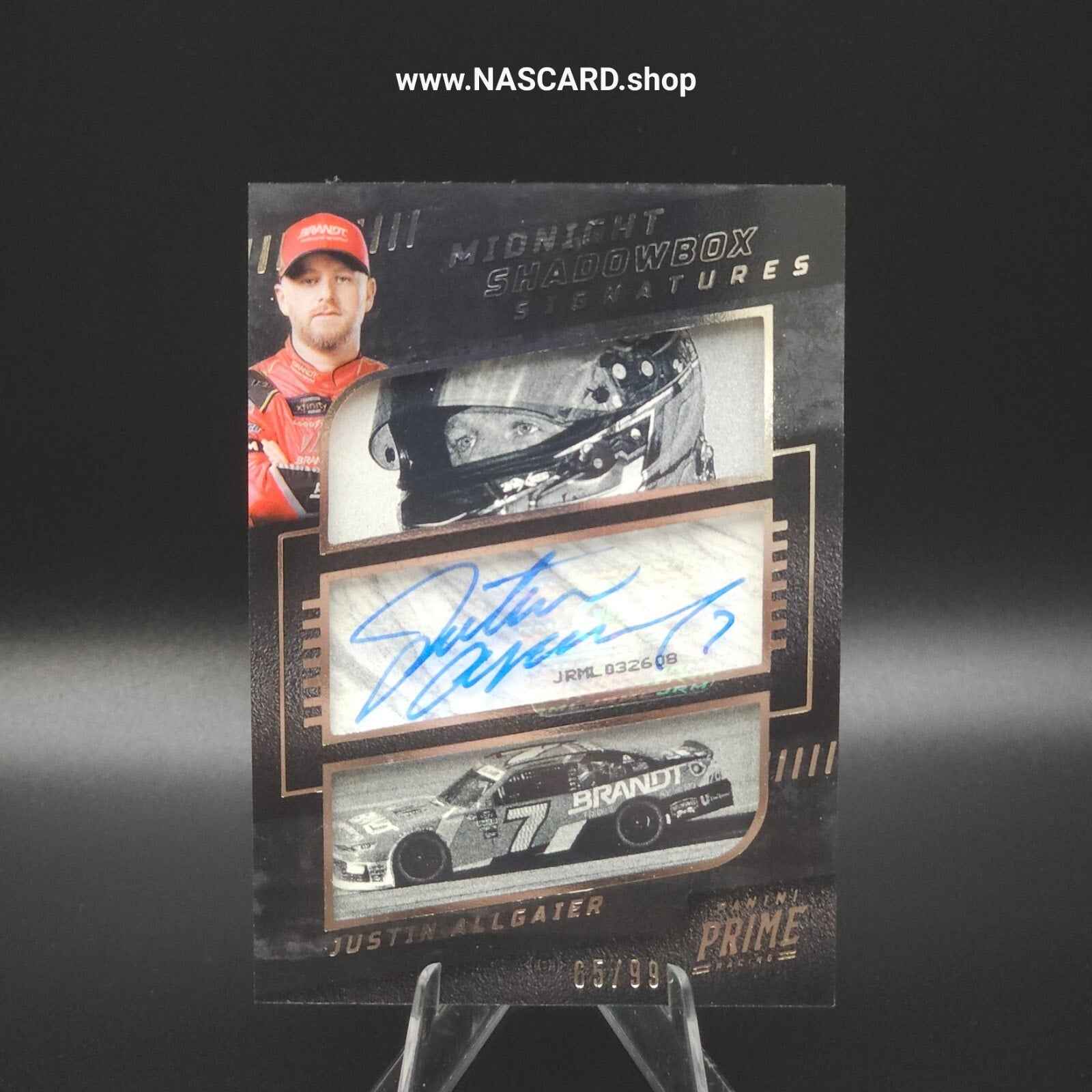 2023 Panini Prime Racing - Midnight Shadowbox Signatures Justin Allgaier 60/99 - NASCARD.shop