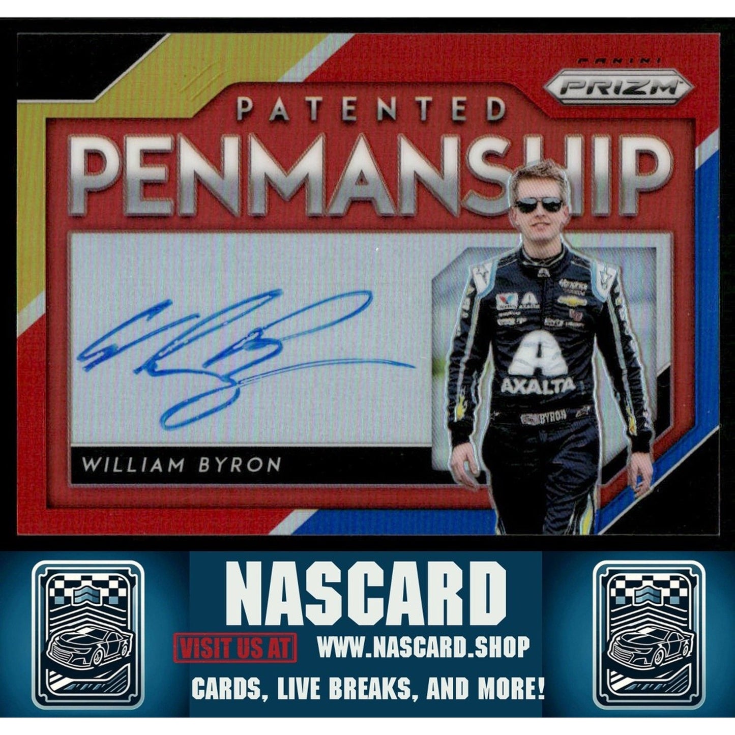 2019 Panini Prizm #PP-WB William Byron Patented Pennmanship Rainbow Prizm #/24 - NASCARD.shop