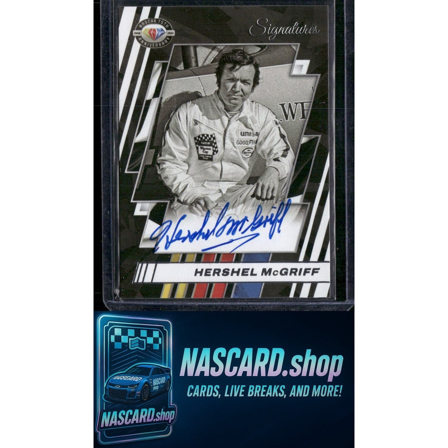 2023 Panini Prizm #75-HM Hershel McGriff NASCAR 75th Anniversary Signatures