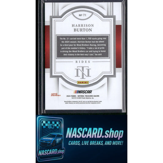 2024 Panini National Treasures #71 Harrison Burton Holo Gold #/10 - NASCARD.shop