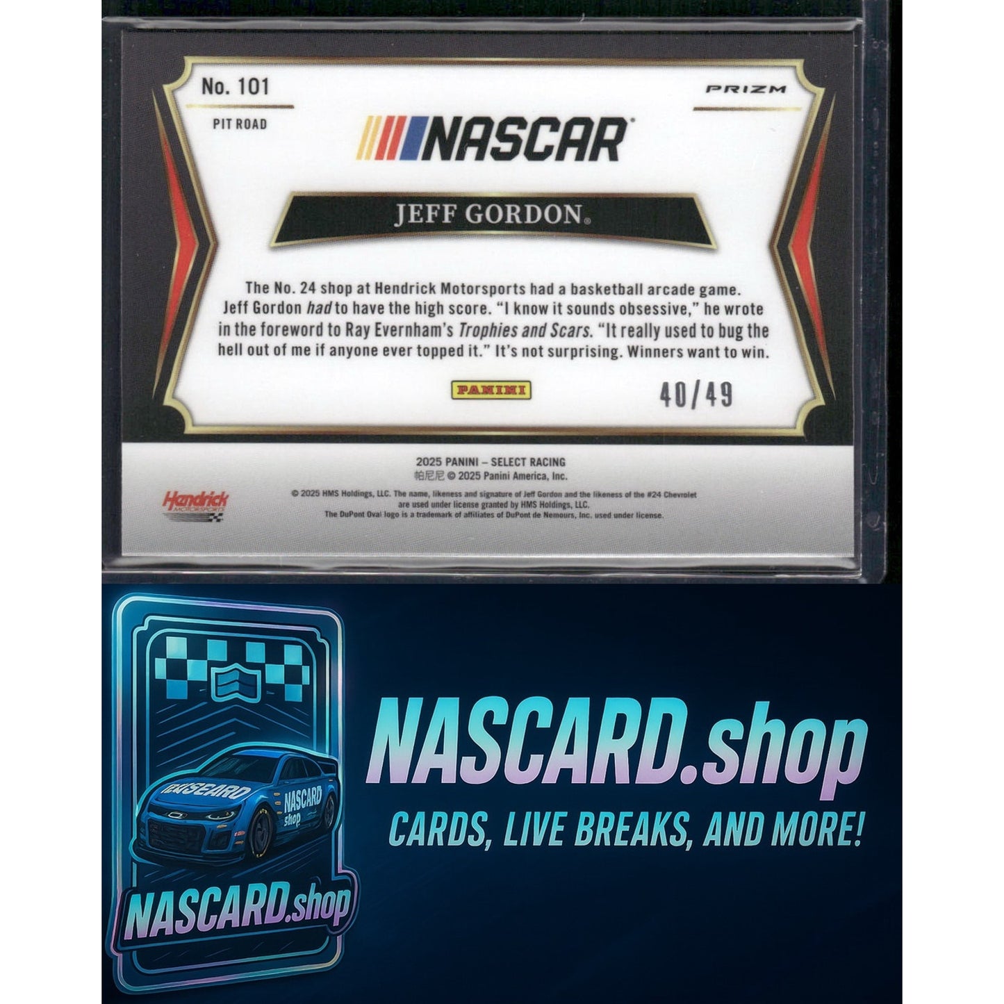 2025 Select Racing #101 Jeff Gordon Pit Road Orange Prizms #/49 - NASCARD.shop