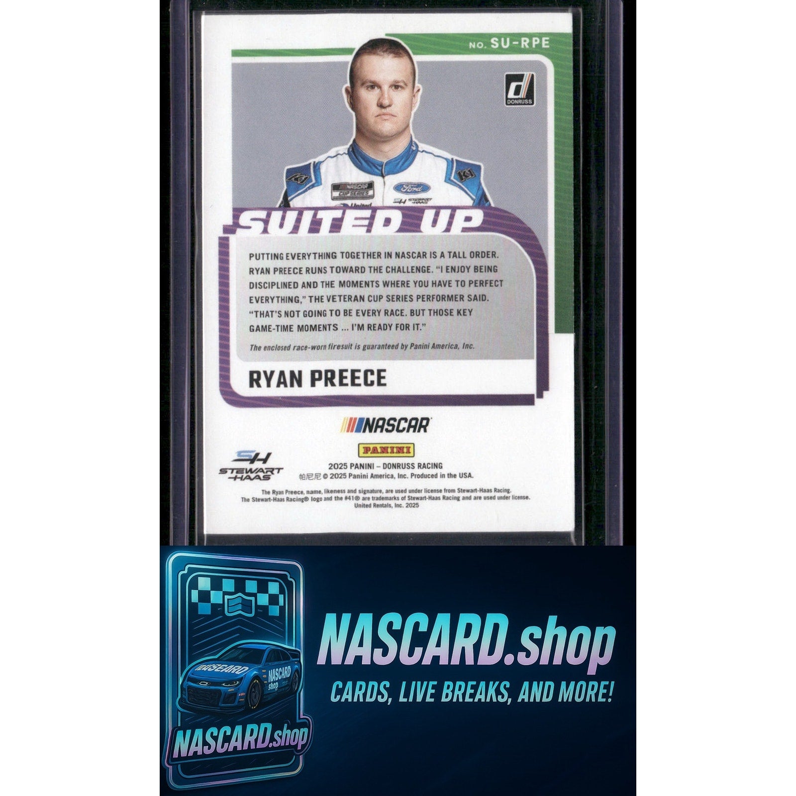 2025 Donruss #SU-RPE Ryan Preece Suited Up Swatches - NASCARD.shop