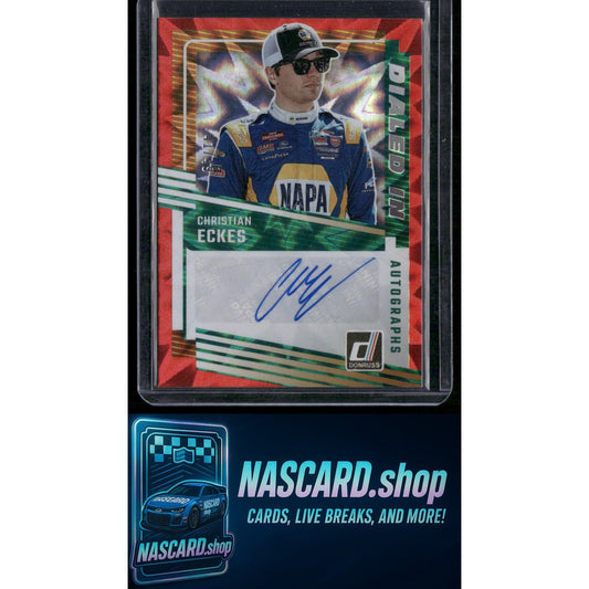 2025 Donruss #DIA-CES Christian Eckes Dialed In Autographs Red Xplosion #/49
