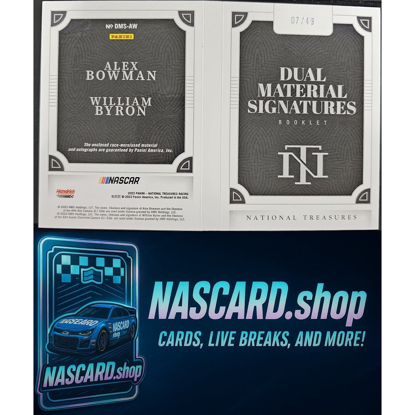 2023 National Treasures William Byron Alex Bowman Dual Auto Booklet #/49