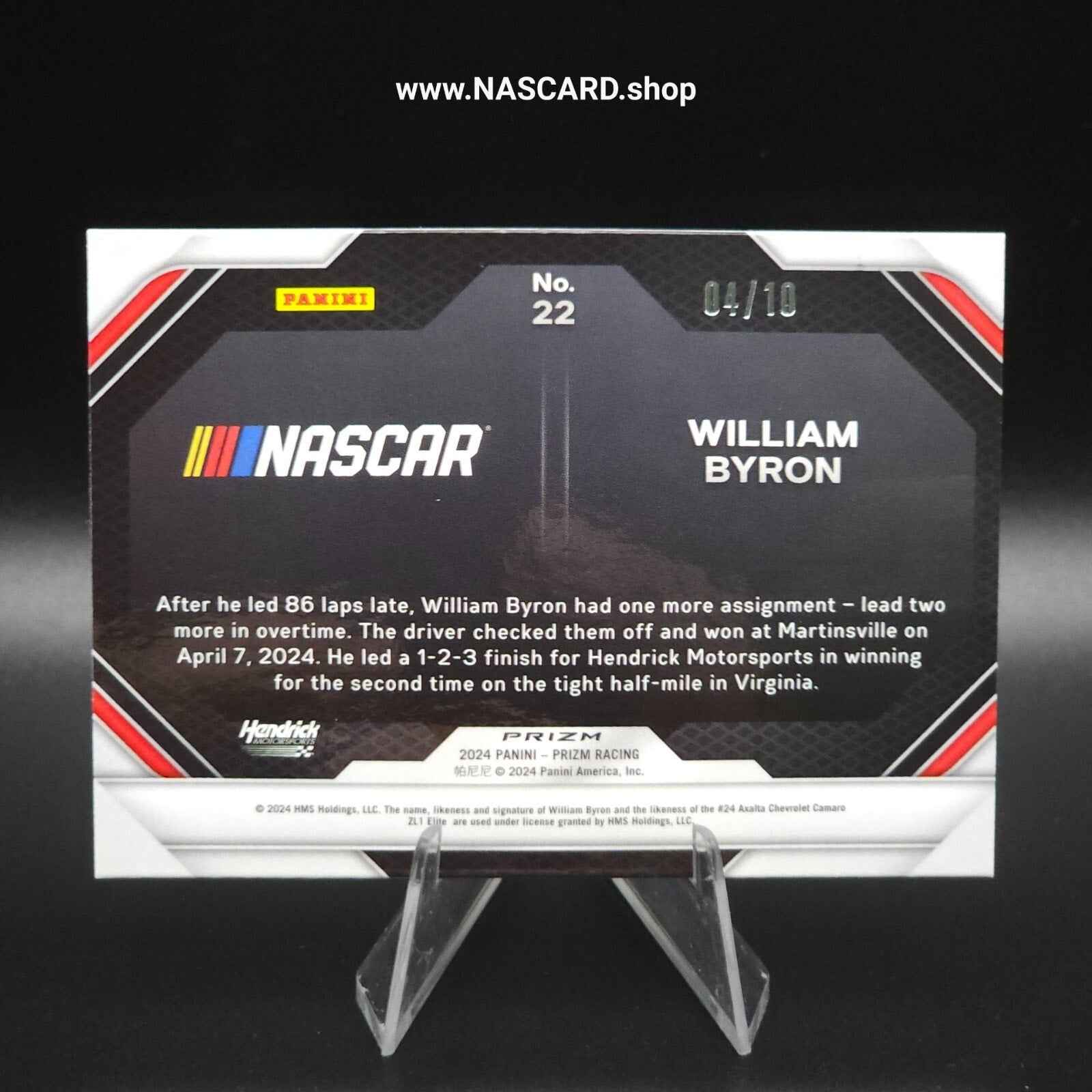 2024 Panini Prizm - Victory Lane William Byron #22 Gold Prizm /10