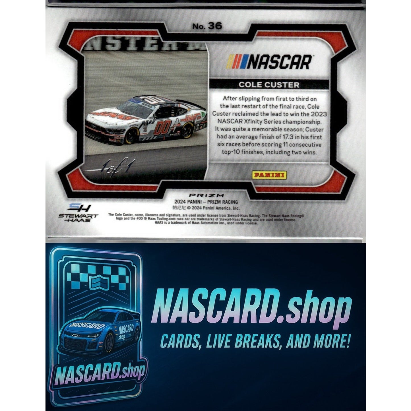 2024 Panini Prizm rides #36 Cole Custer Gold Vinyl #1/1