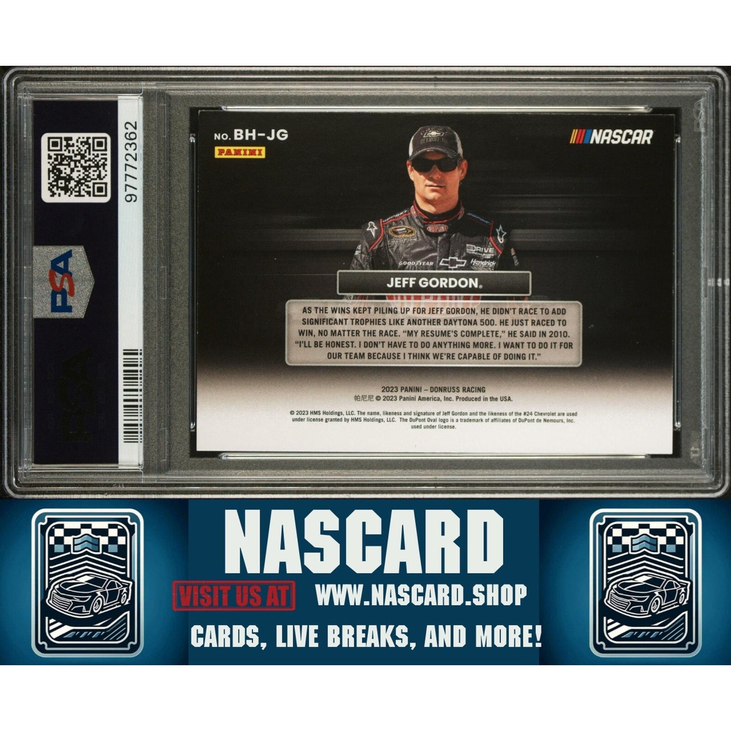 2023 Donruss NASCAR Badge of Honor Jeff Gordon PSA 8