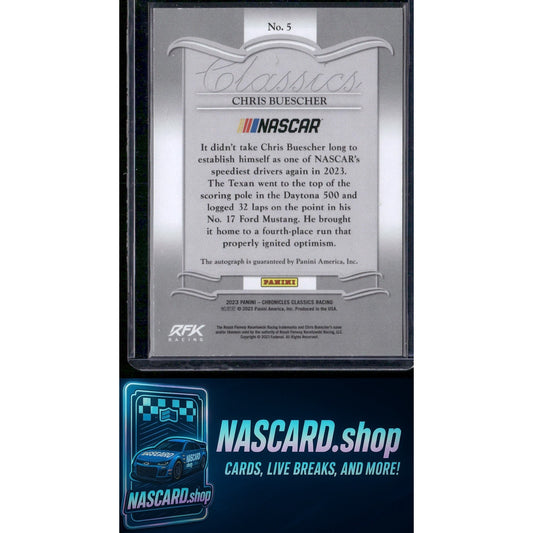 2023 Panini Chronicles #5 Chris Buescher Classics Autographs Purple #/25