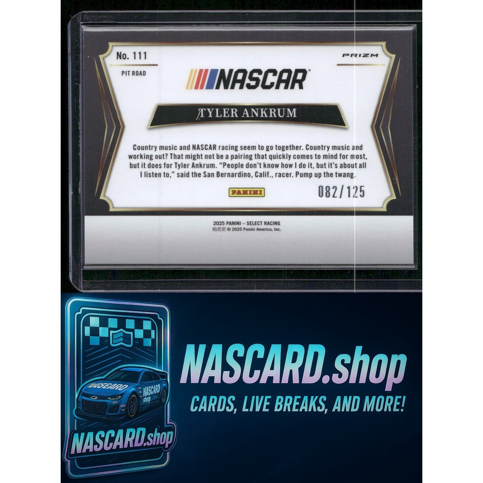 2025 Panini Select #111 Tyler Ankrum Maroon Prizms #/125 - NASCARD.shop