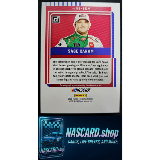 2025 Donruss #SS-SKM Sage Karam Signature Series Gold Ice #/10