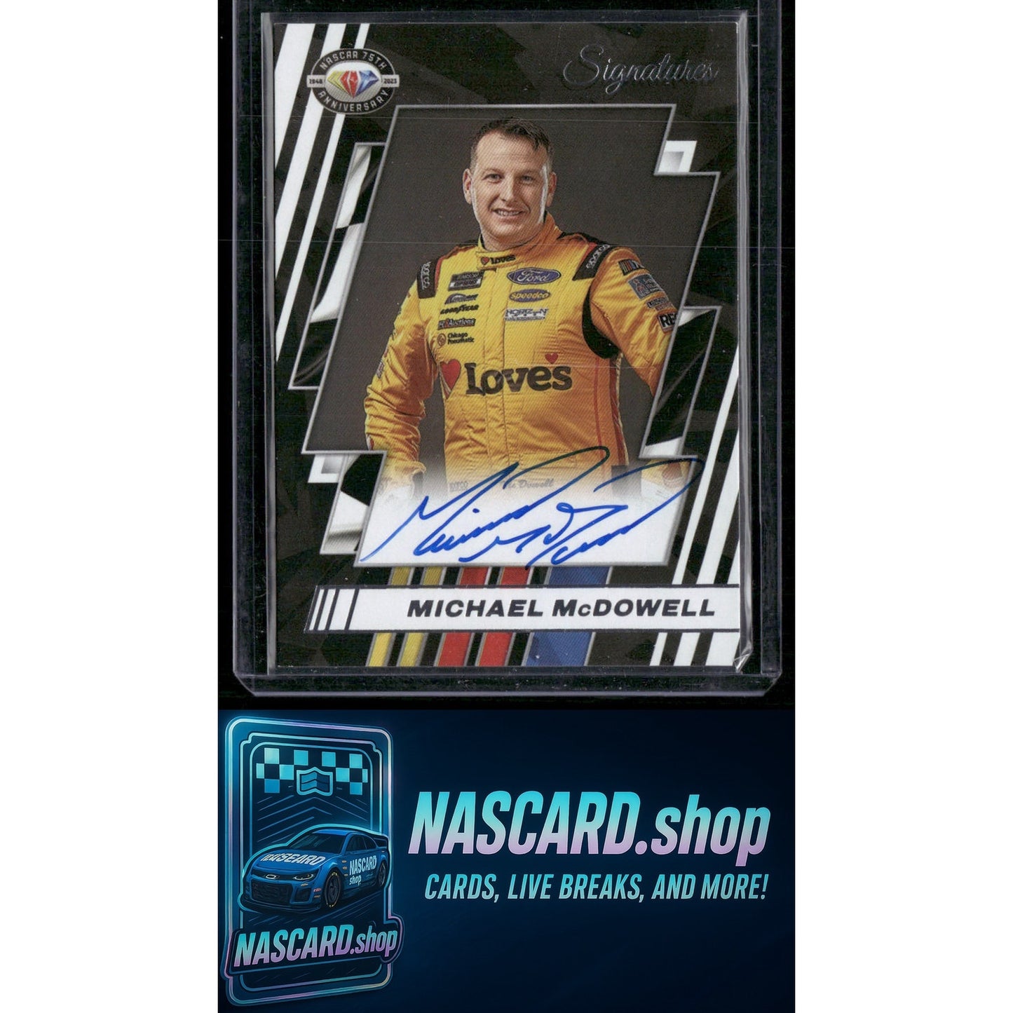 2023 Panini Prime #75-MM Michael McDowell NASCAR 75th Anniversary Signatures