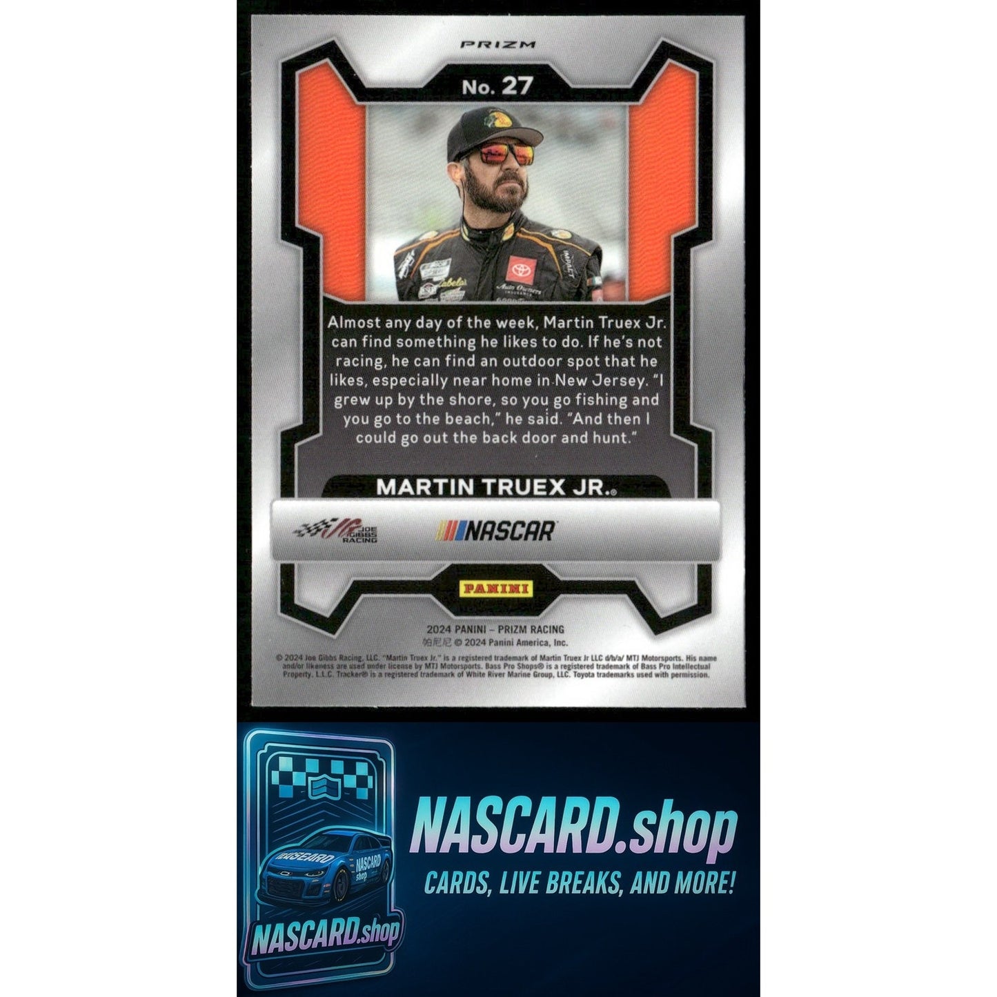 2024 Panini Prizm #27 Martin Truex Jr. White Sparkle - NASCARD.shop