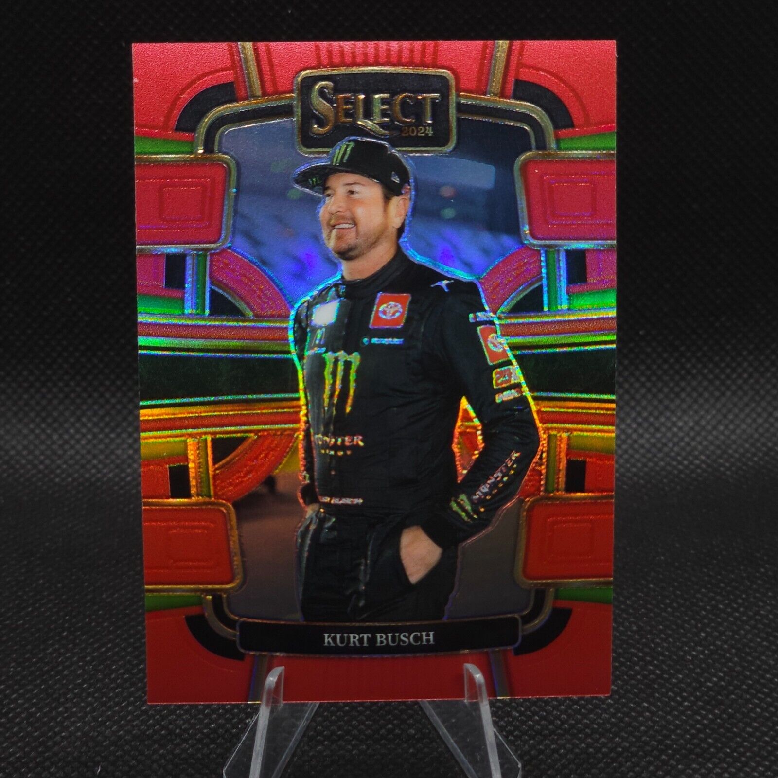 2024 Panini Select Racing Grandstand Red Prizm #37 Kurt Busch 008/149 - NASCARD.shop