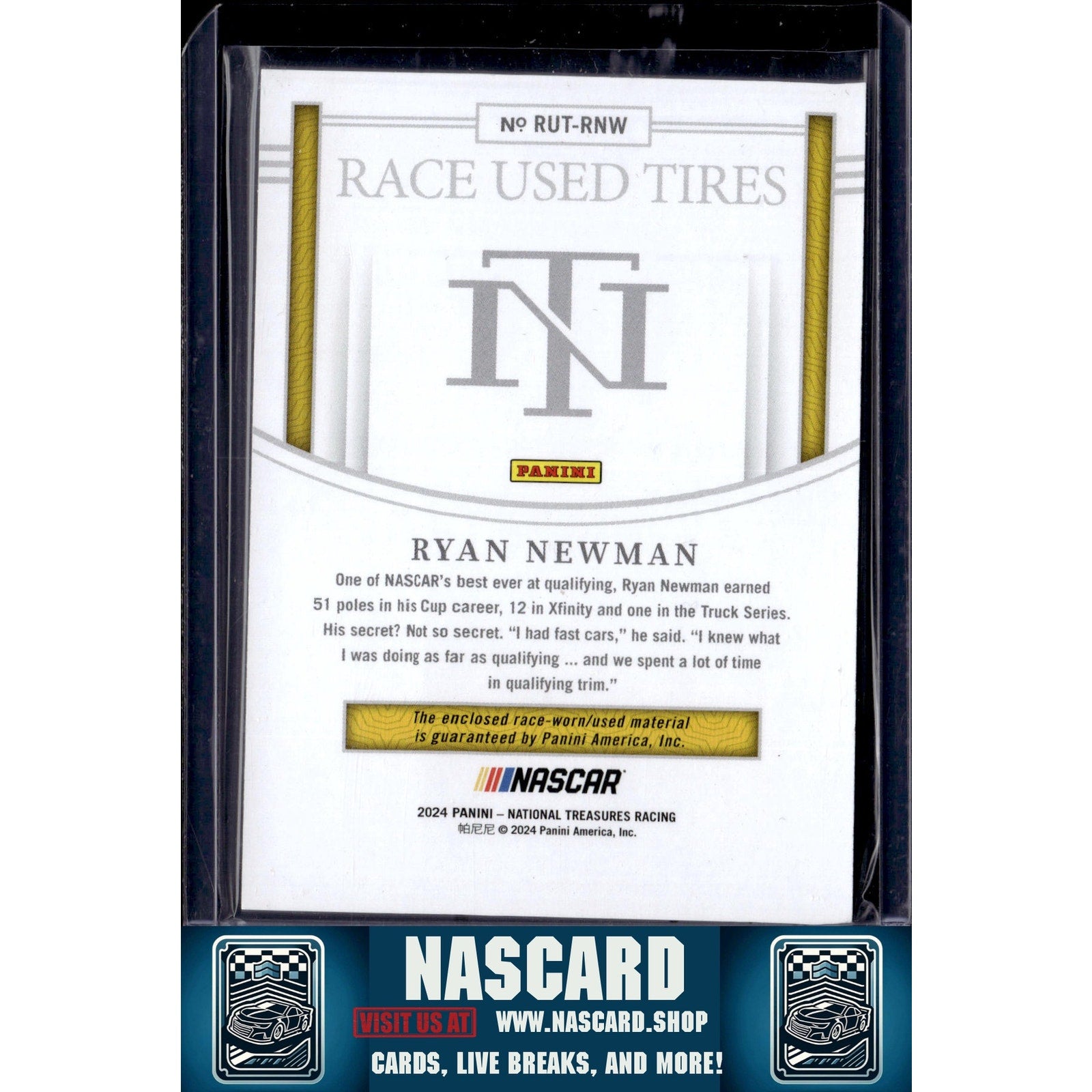 2024 Panini National Treasures #RUT-RNW Ryan Newman Race Used Tires #/99 - NASCARD.shop