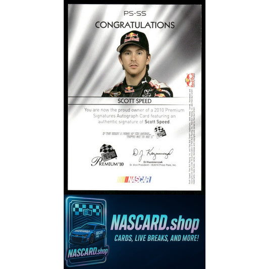 2010 Press Pass Scott Speed Premier Signatures Red #/24 Red Bull