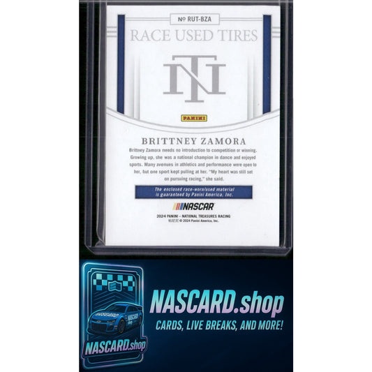 2024 Panini National Treasures Brittney Zamora Race Used Tires Holo Silver #/25 - NASCARD.shop
