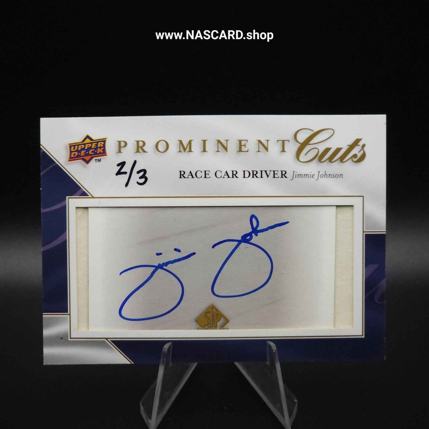 2009 Upper Deck Prominent Cuts Signatures Cut Signature #JMJ Jimmie Johnson 2/3