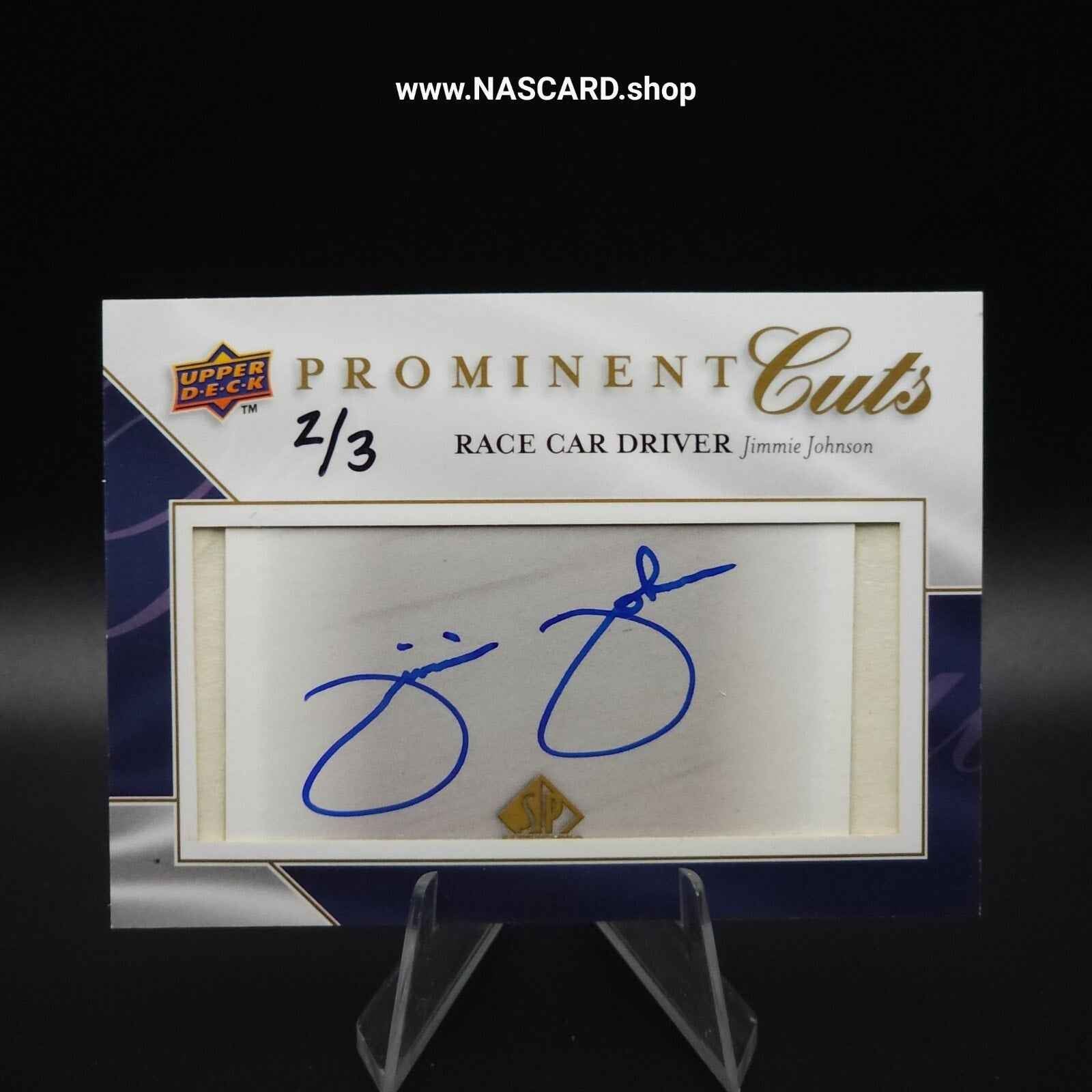 2009 Upper Deck Prominent Cuts Signatures Cut Signature #JMJ Jimmie Johnson 2/3