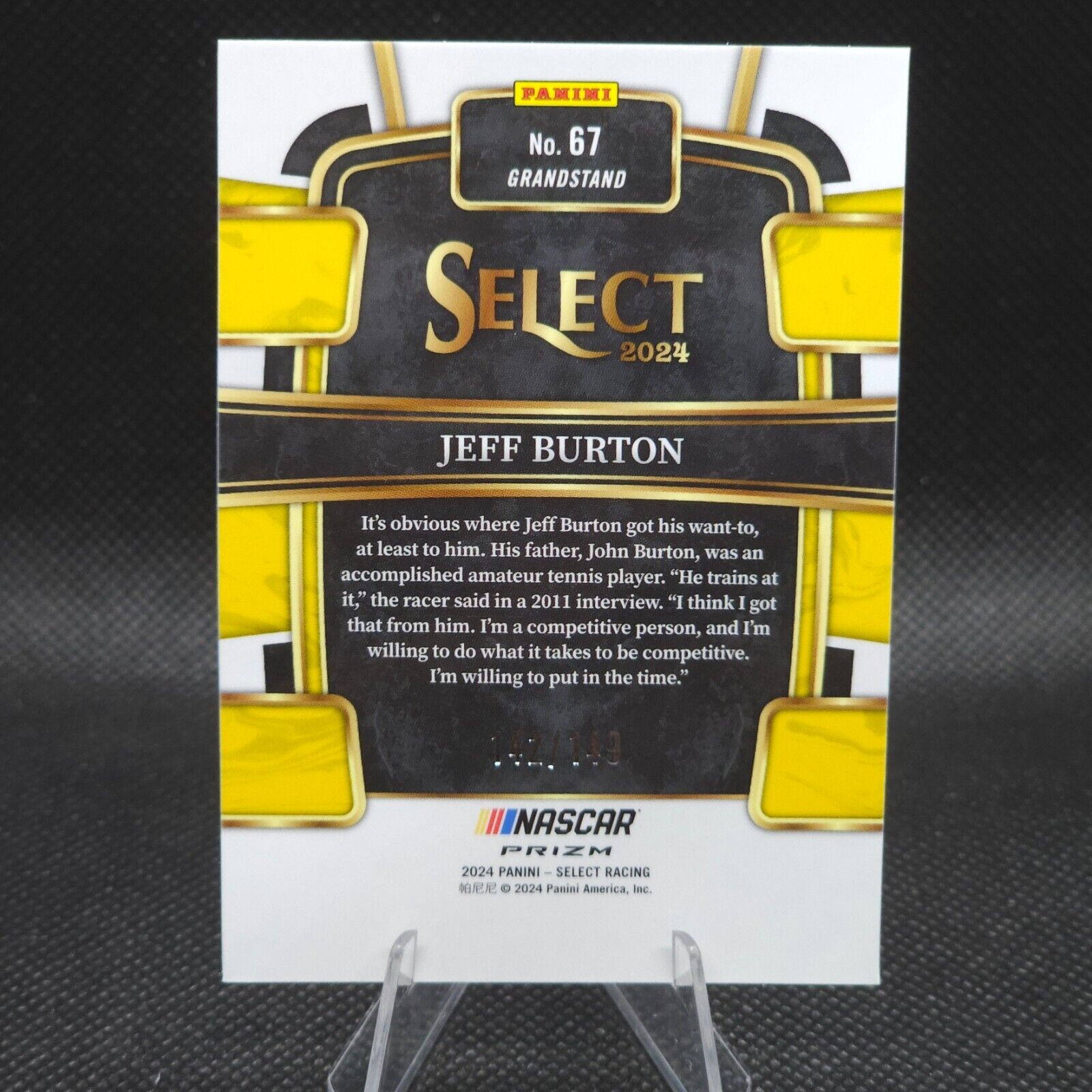 2024 Panini Select Racing Grandstand Red Prizm #67 Jeff Burton 142/149 - NASCARD.shop