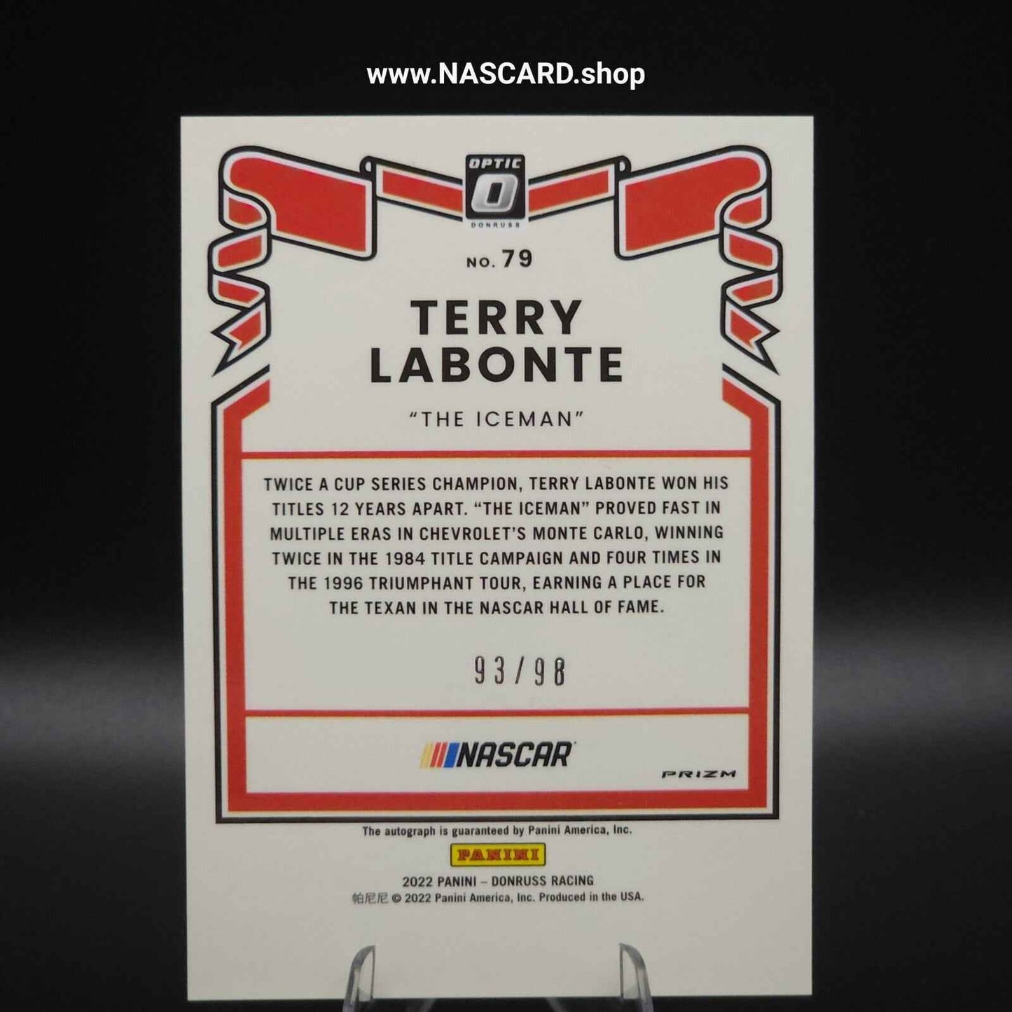 2022 Panini Donruss NASCAR - Optic Signatures Holo #79 Terry Labonte /98 - NASCARD.shop