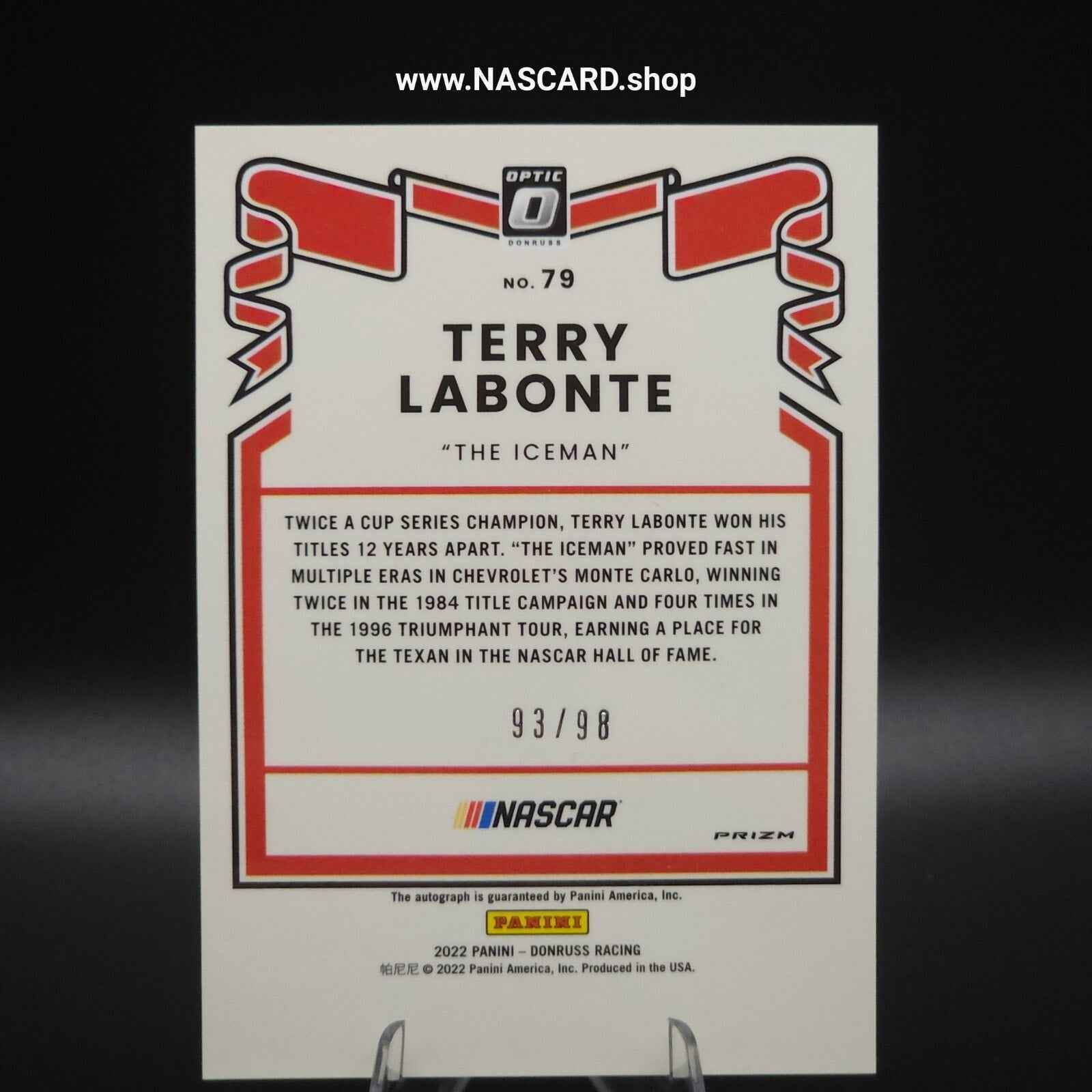 2022 Panini Donruss NASCAR - Optic Signatures Holo #79 Terry Labonte /98 - NASCARD.shop