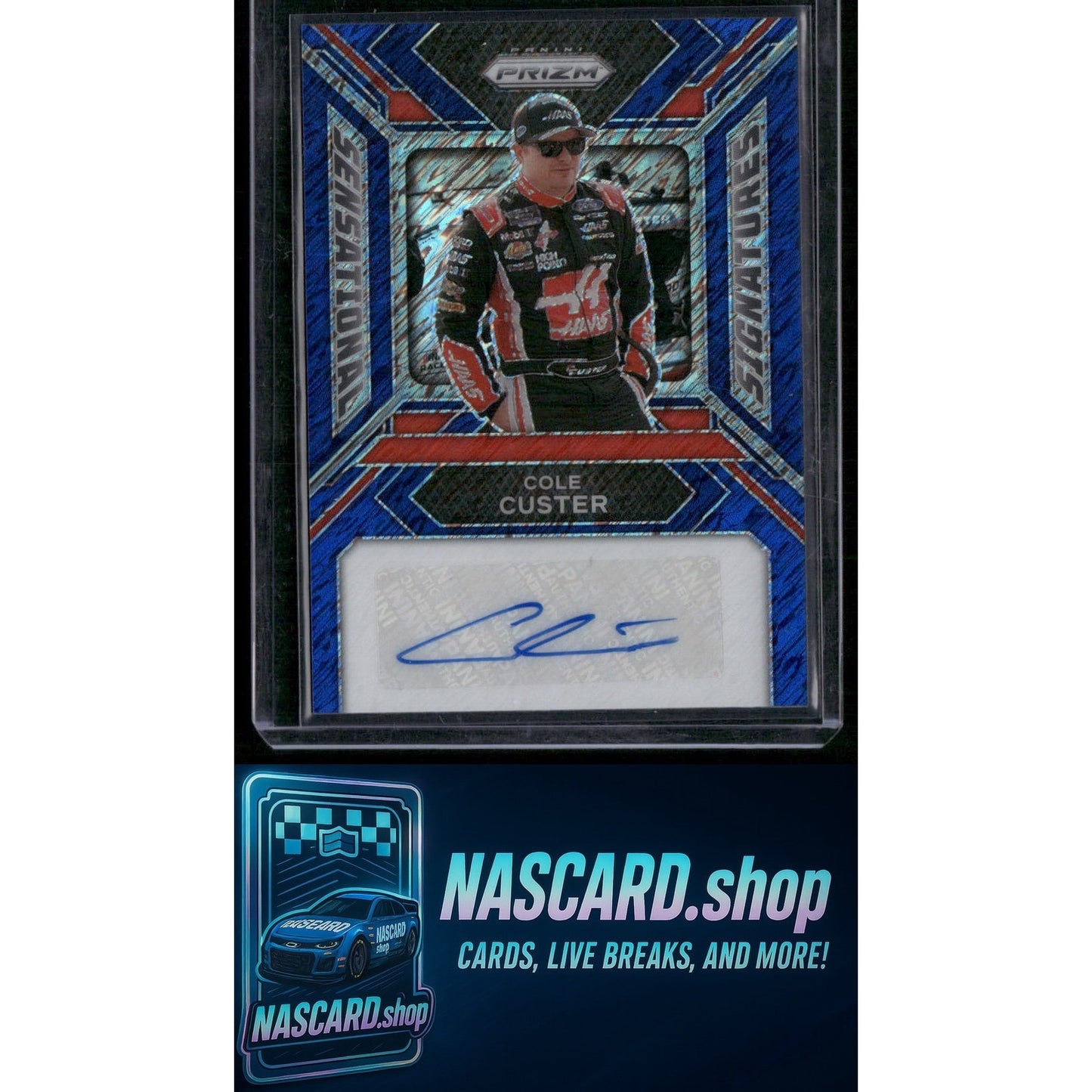 2024 Panini Prizm #SS-CCR Cole Custer Sensational Signatures Blue Shimmer #/4
