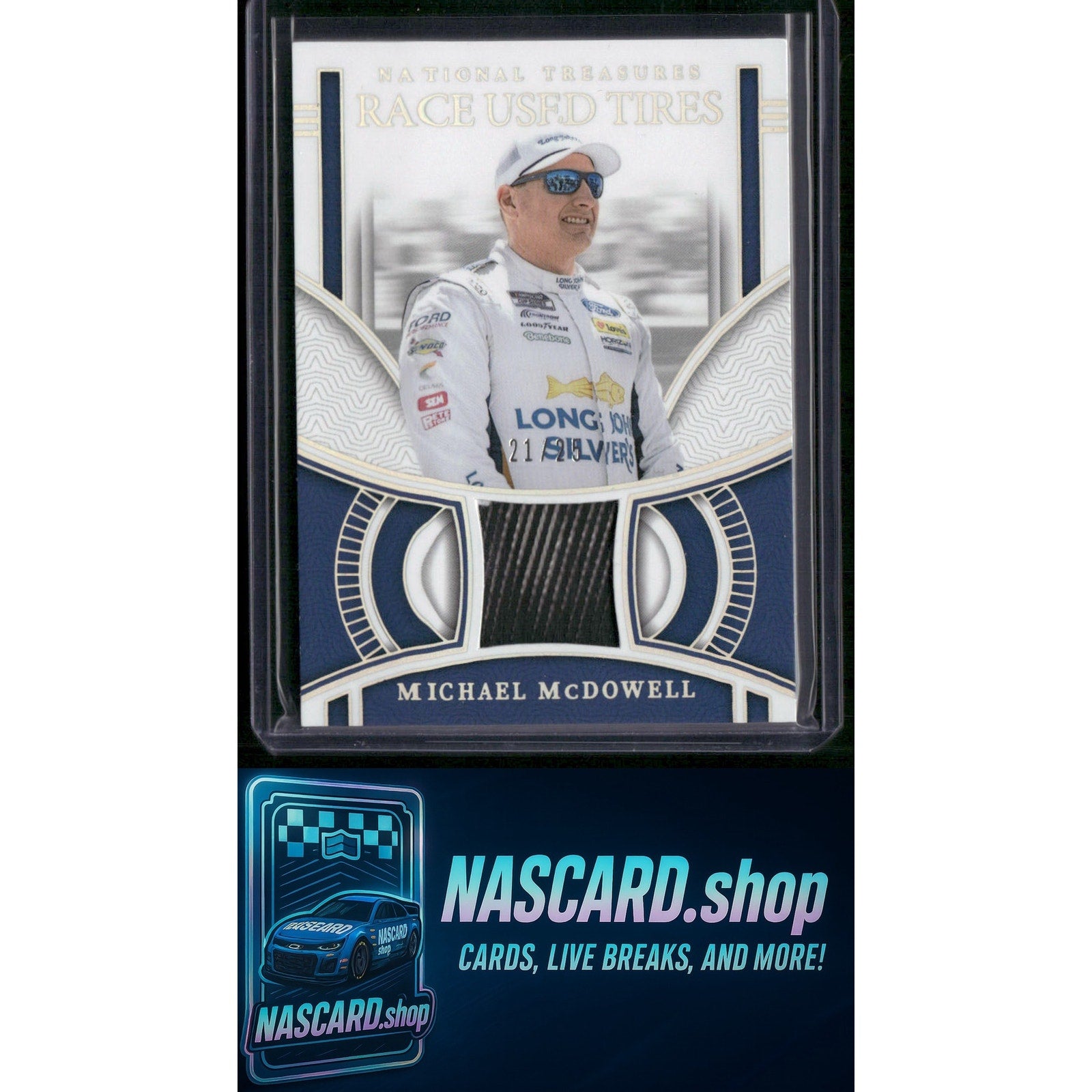 2024 Panini National Treasures Michael McDowell Race Used Tires Holo Silver #/25 - NASCARD.shop