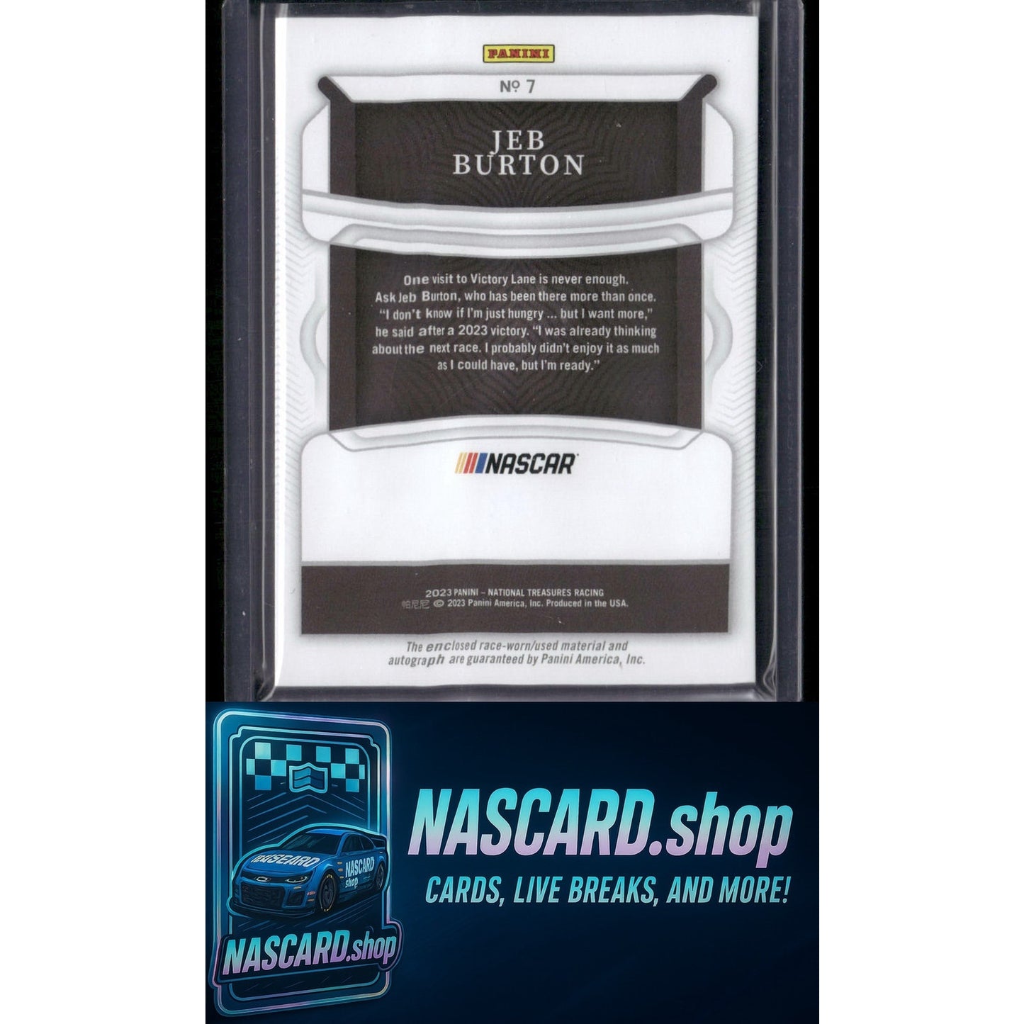 2023 Panini National Treasures #7 Jeb Burton Colossal Materials Signatures #/99 - NASCARD.shop