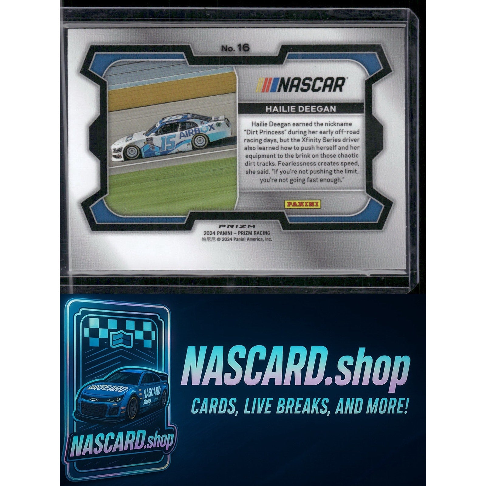 2024 Panini Prizm #16 Hailie Deegan White Sparkle - NASCARD.shop