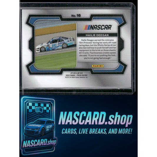 2024 Panini Prizm #16 Hailie Deegan White Sparkle - NASCARD.shop