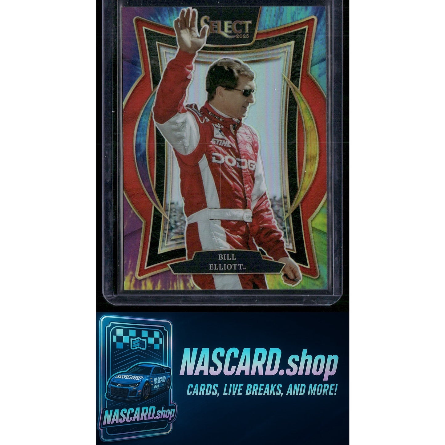 2025 Panini Select #58 Bill Elliott Tie-Dye Prizms #/25