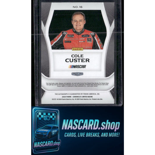 2020 Panini Chronicles #16 Cole Custer Limited Autographs #/50 RC