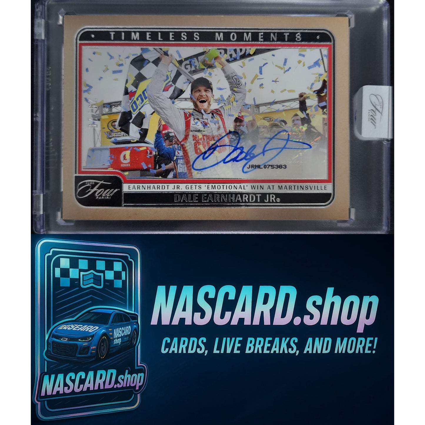 2025 Panini Turn Four #TM-DEJ Dale Earnhardt Jr Timeless Moments #25/25