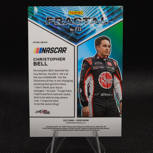 2023 Panini Prizm Racing Fractal White Sparkle Prizm #F13 Christopher Bell - NASCARD.shop