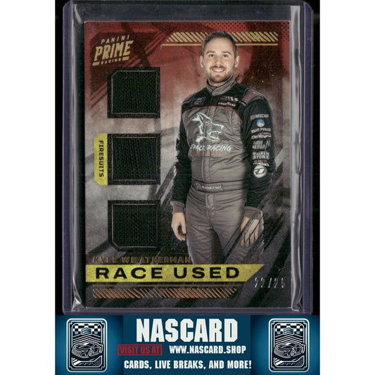 2023 Panini Prime Kyle Weatherman Race Used Trios Firesuits Holo Gold #/25 - NASCARD.shop