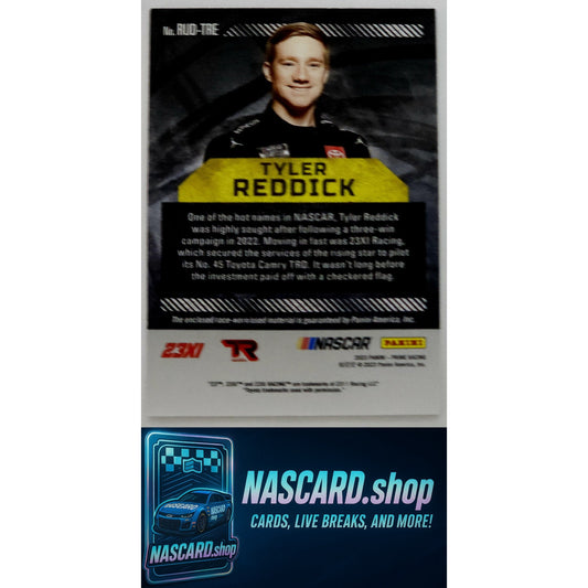 2023 Panini Prime Tyler Reddick Race Used Duals Firesuits Holo Platinum Blue 1/1 - NASCARD.shop
