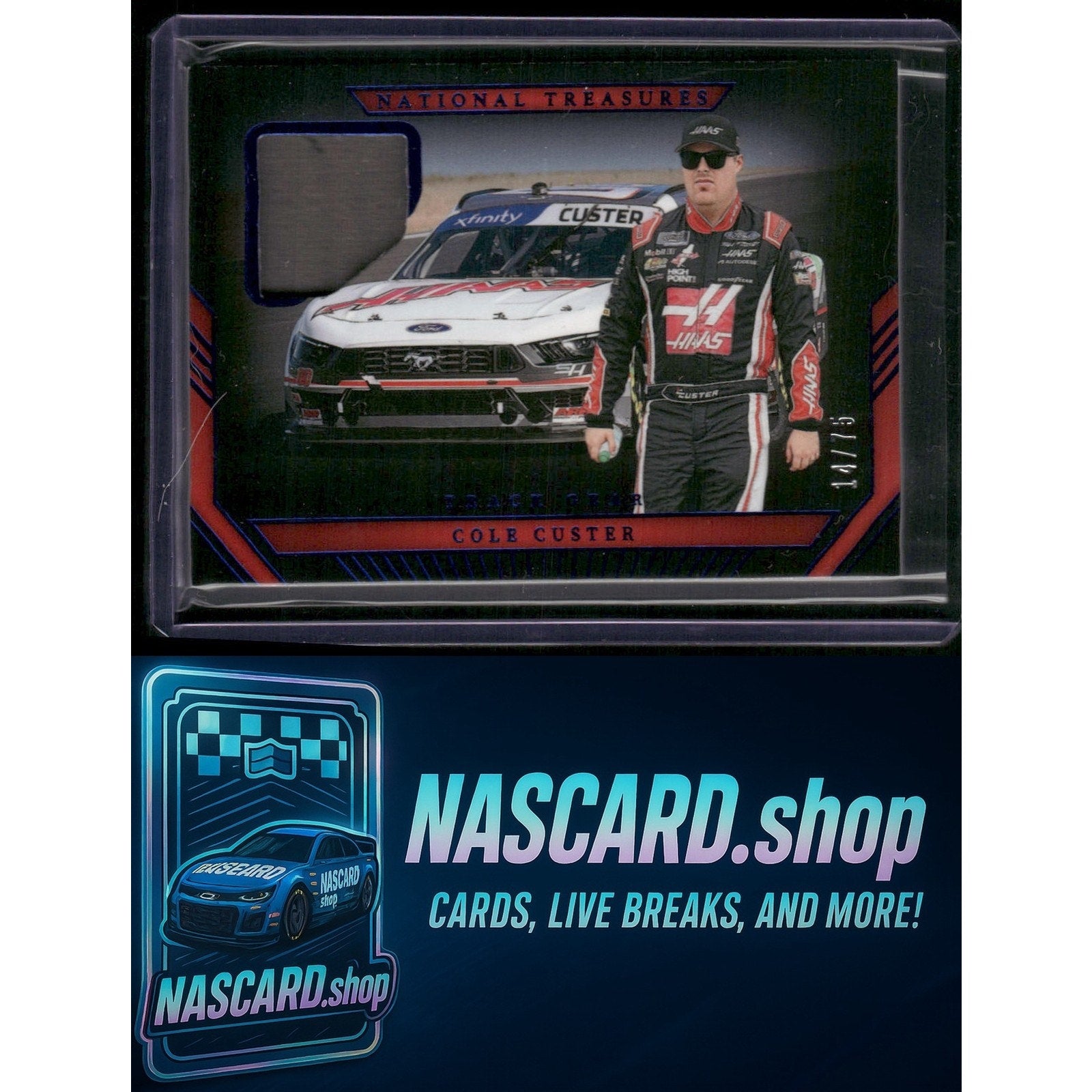 2024 Panini National Treasures #TG-CCR Cole Custer Track Gear Blue #/75 - NASCARD.shop