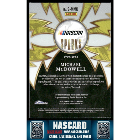 2024 Panini Select #S-MMD Michael McDowell Sparks Flash Prizms - NASCARD.shop