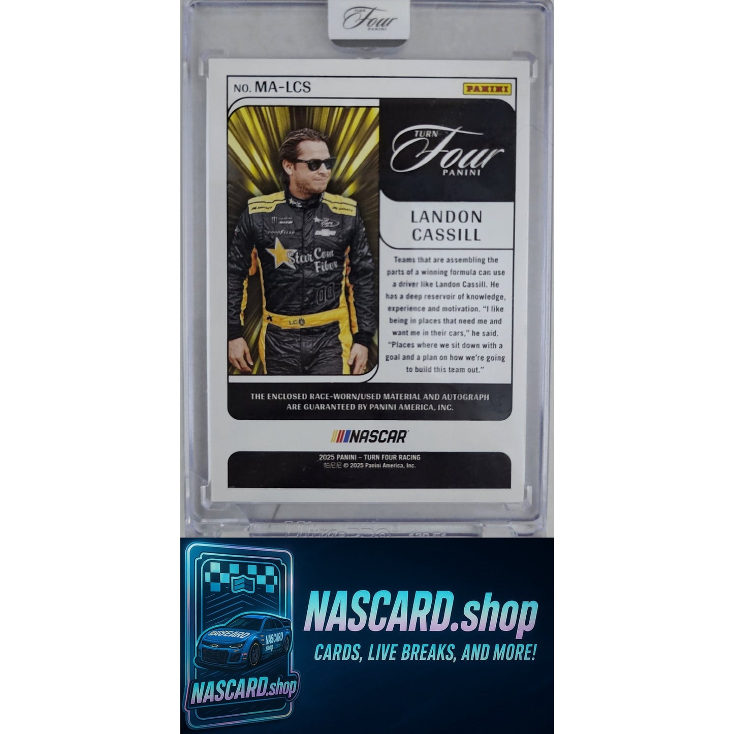 2025 Panini Turn Four #MA-LCS Landon Cassill Memorabilia Autographs Blue #/49