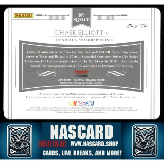 2016 National Treasures Quad Material Auto Printing Plate RC Chase Elliott 1/1 - NASCARD.shop