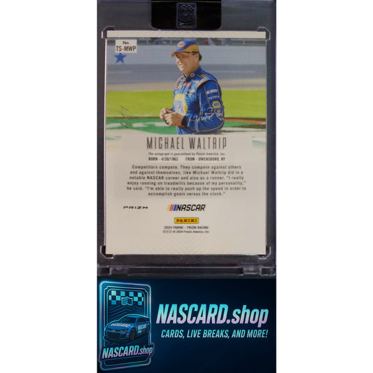 2024 Panini Prizm Michael Waltrip Throwback Signatures White Sparkle #1/1 - NASCARD.shop