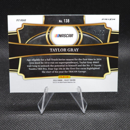 2024 Panini Select Racing Pit Road Purple Prizm #138 Taylor Gray 53/75 - NASCARD.shop