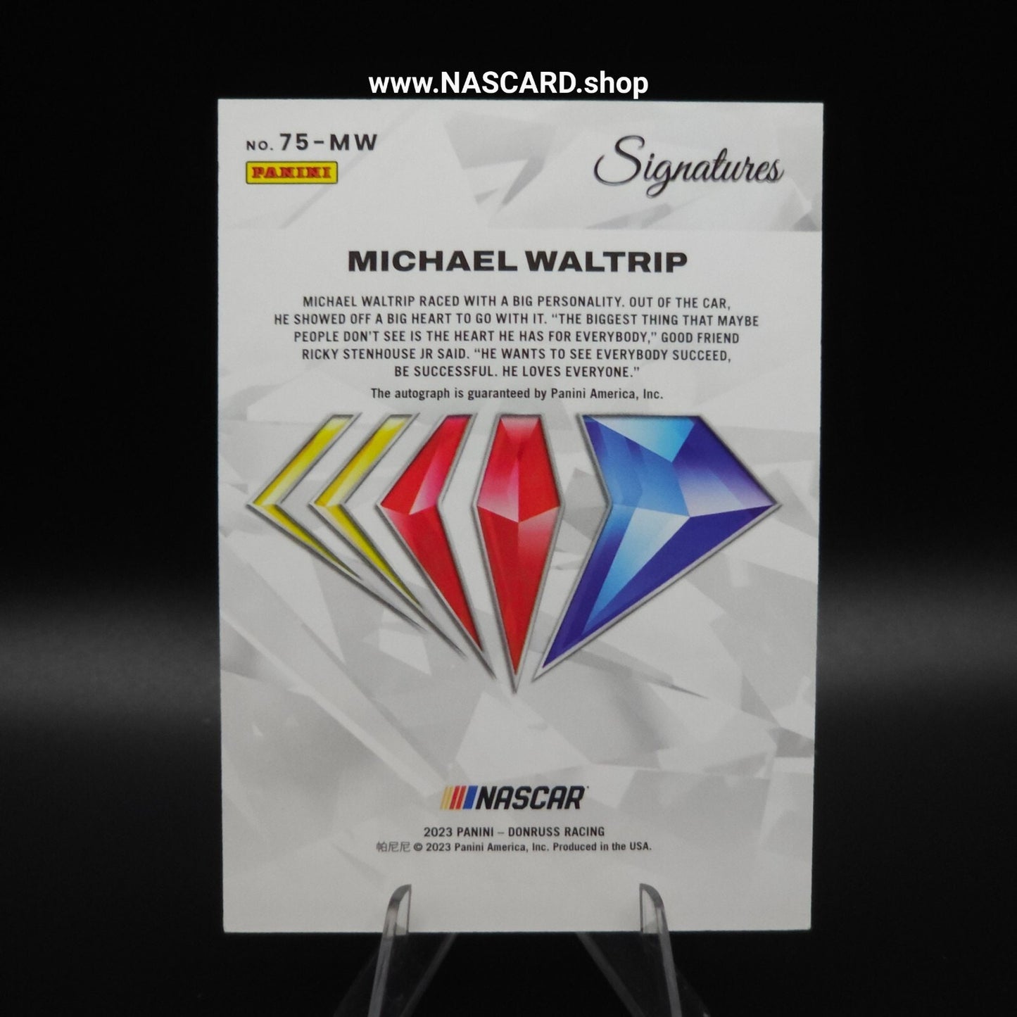 2023 Panini Prizm NASCAR 75th Anniversary Signatures Michael Waltrip #75-MW (AU)
