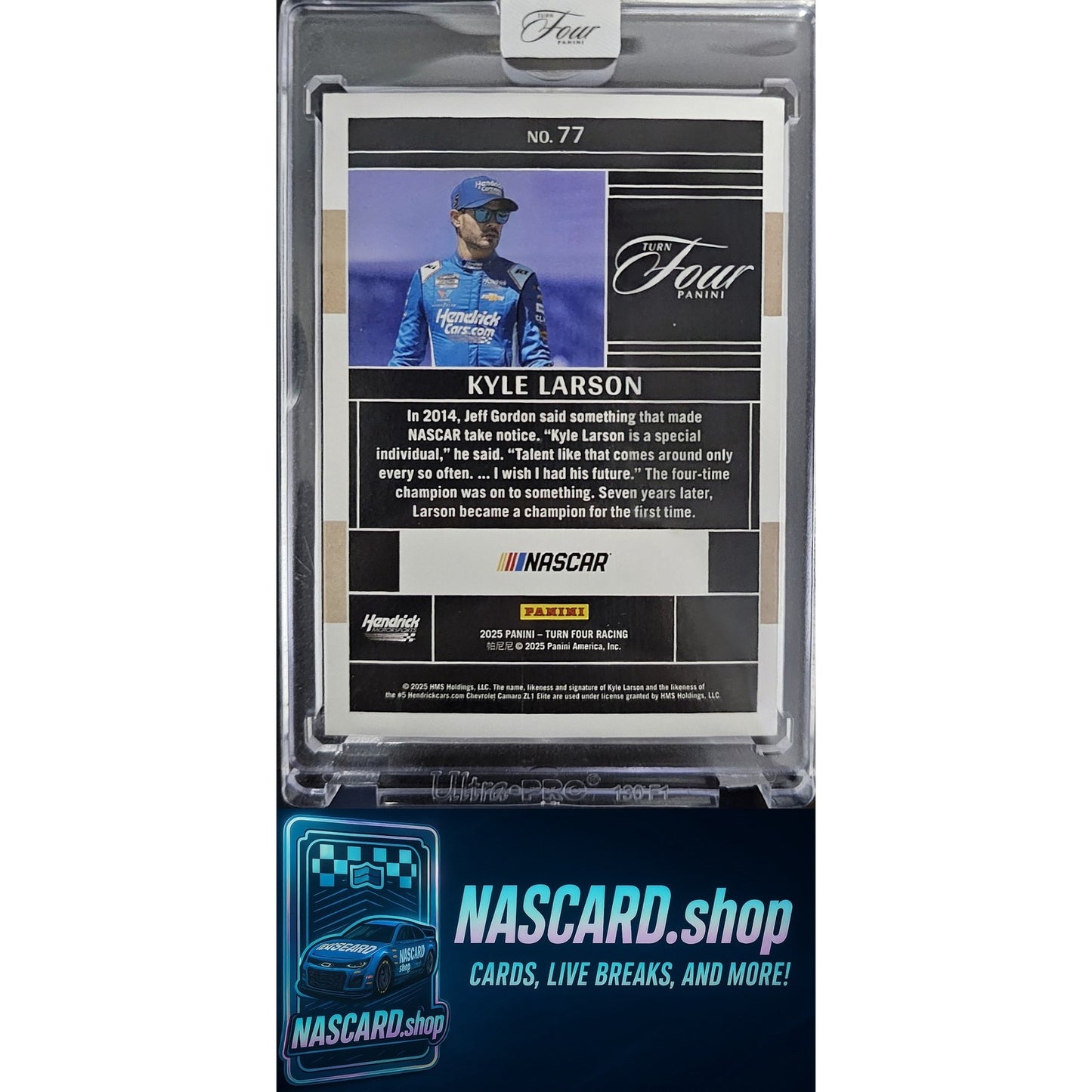 2025 Panini Turn Four #77 Kyle Larson Blue #/5