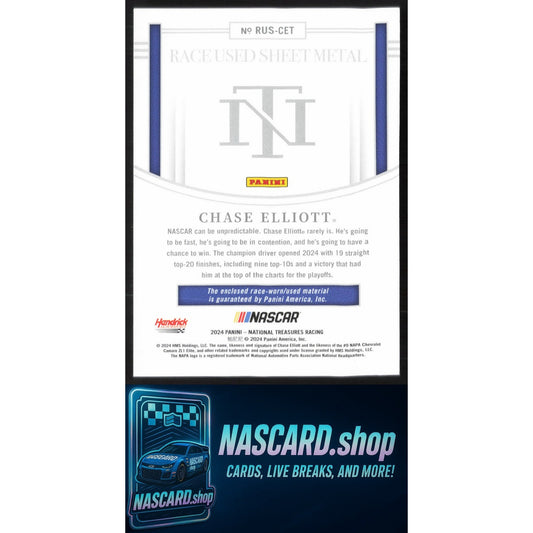 2024 Panini National Treasures Chase Elliott Race Used Sheet Metal Blue #/75