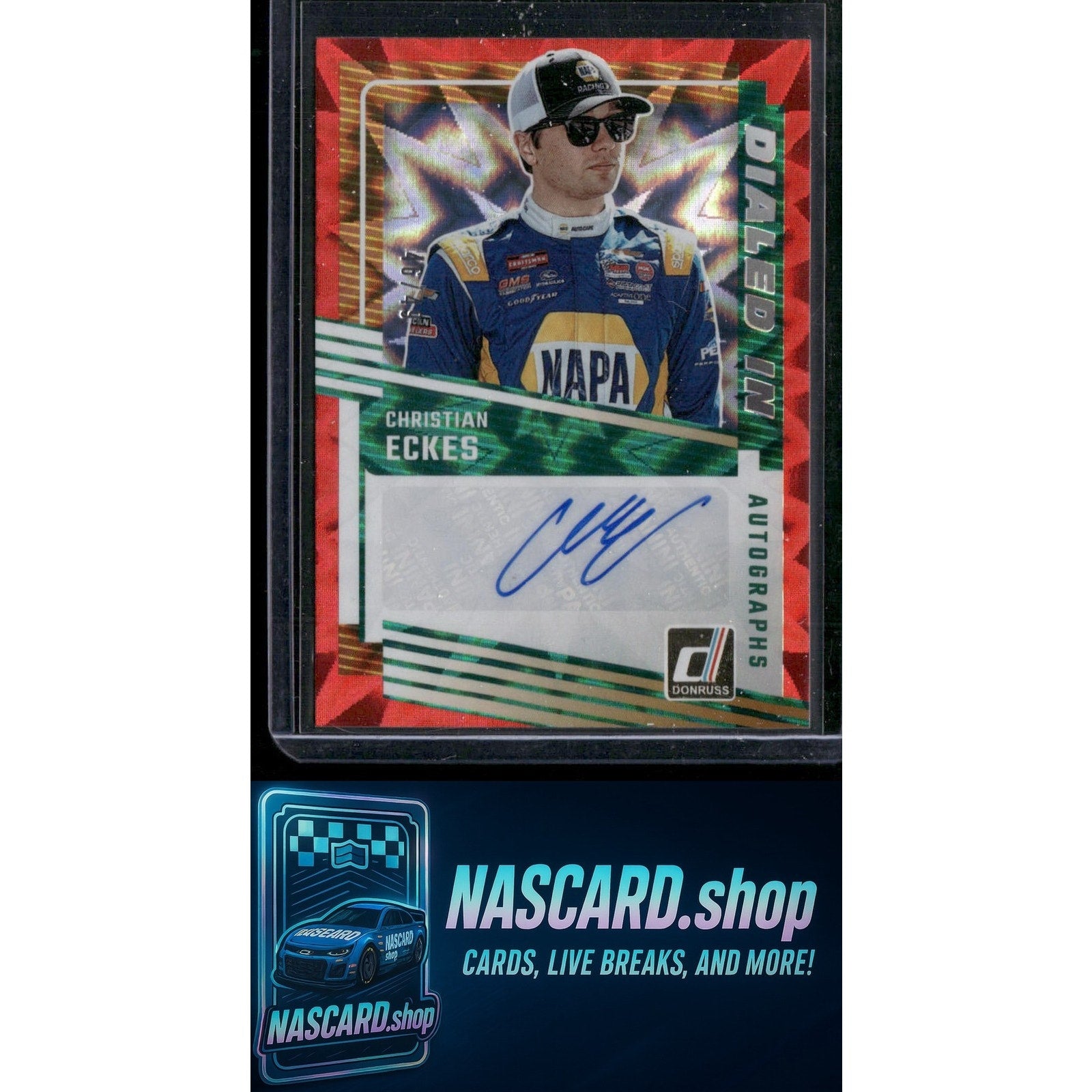 2025 Donruss #DIA-CES Christian Eckes Dialed In Autographs Red Xplosion #/49 - NASCARD.shop