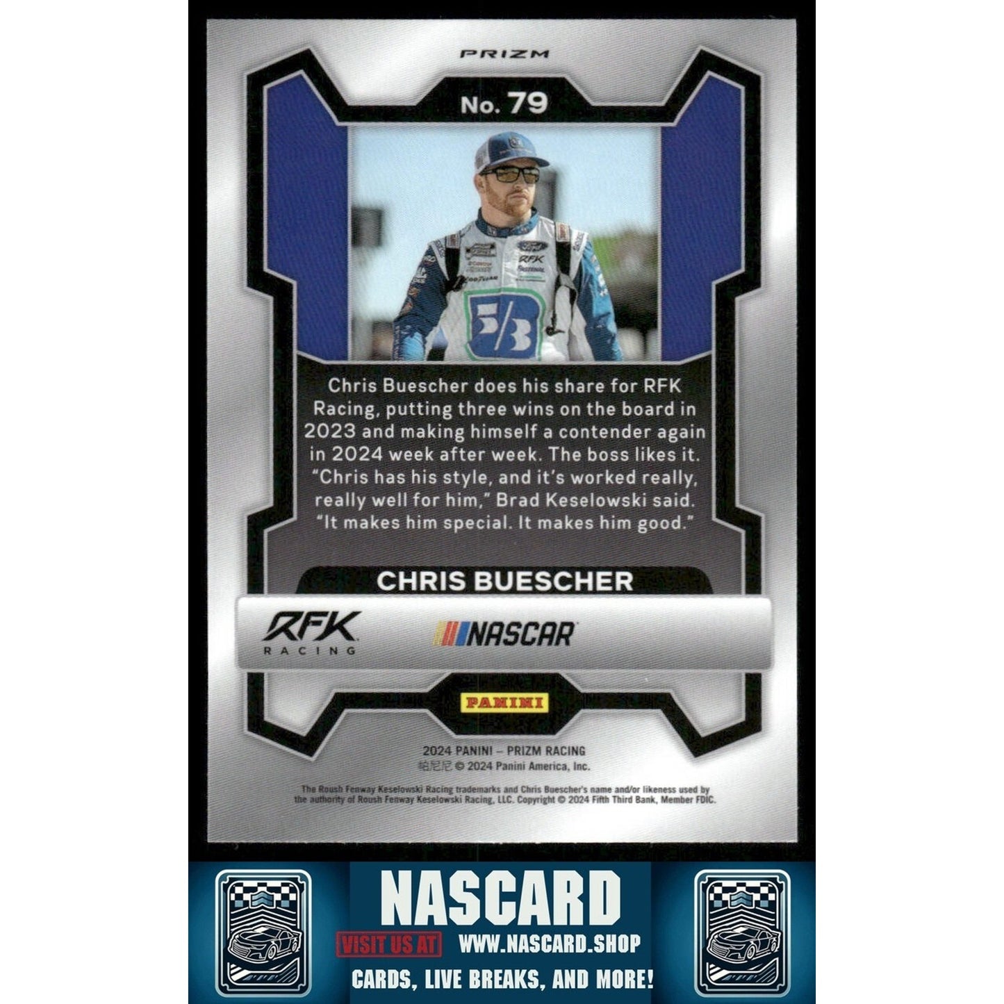 2024 Panini Prizm - Chris Buescher #79 White Sparkle Prizm - NASCARD.shop