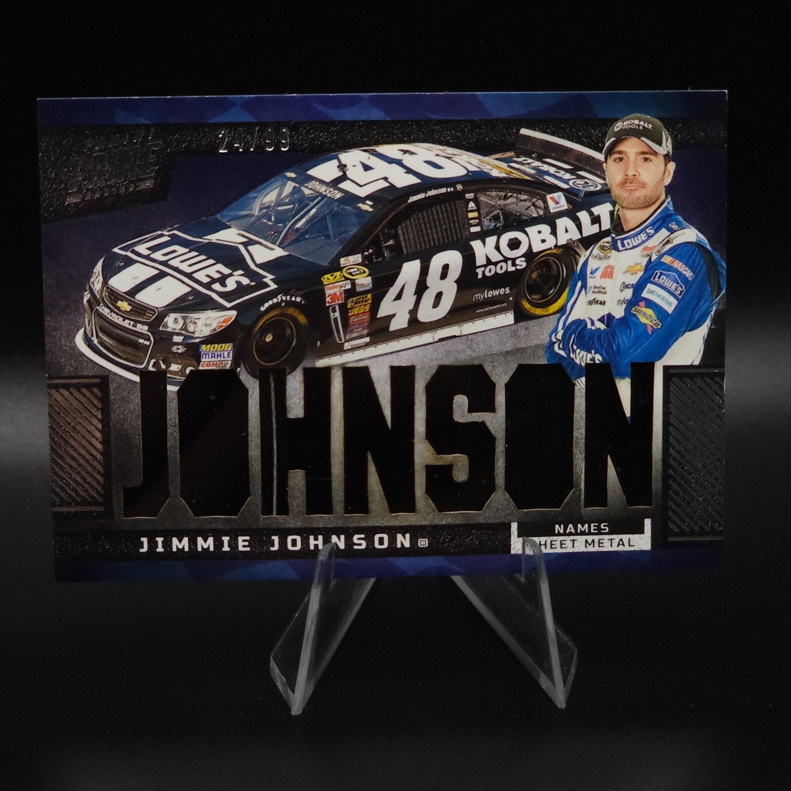 2023 Panini Prime - Names Jimmie Johnson #N-JJO Sheet Metal 24 /99 (MEM) - NASCARD.shop